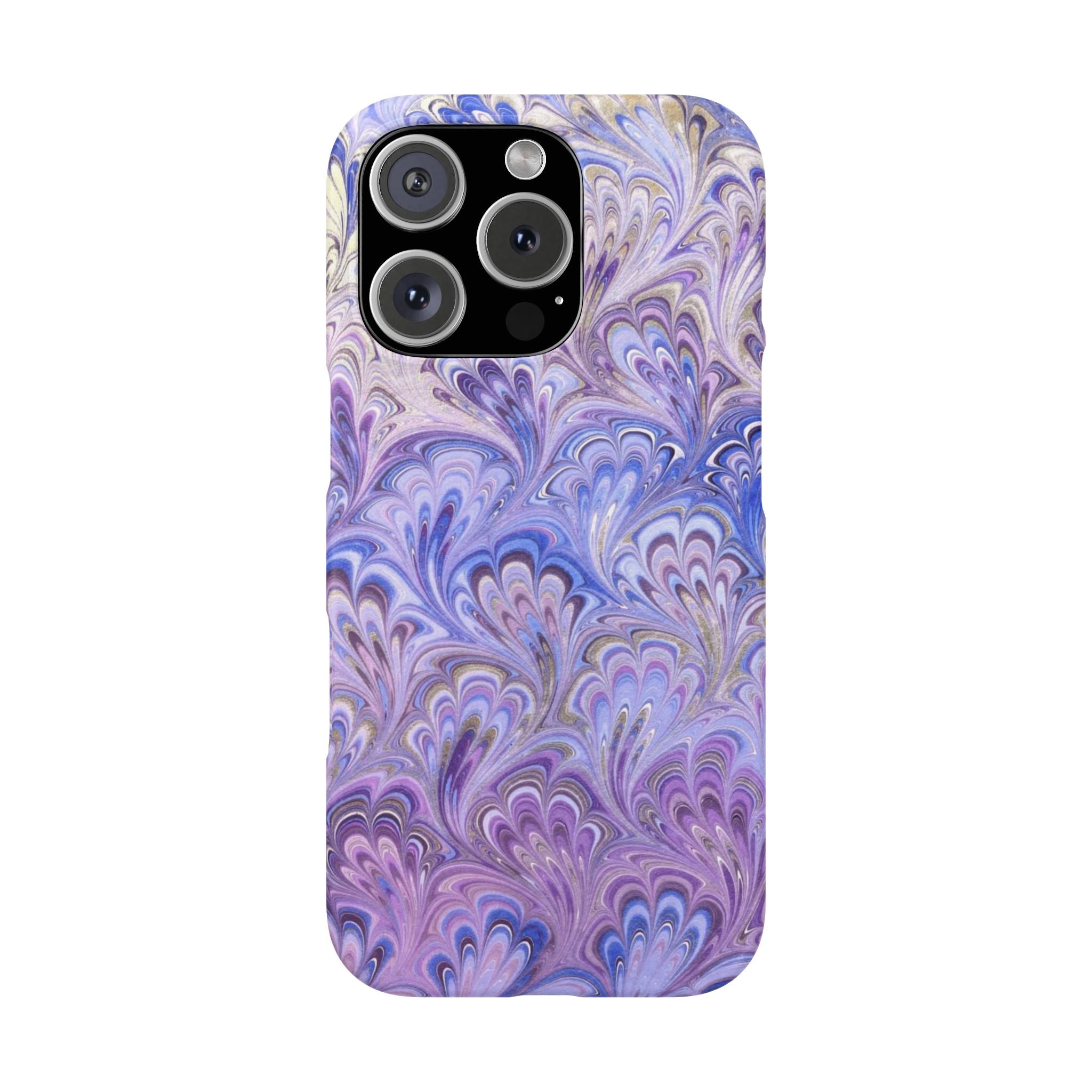 Marbled Feather Lavender + Purple Swirl - Single Layer Slim Phone Case