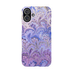 Marbled Feather Lavender + Purple Swirl - Single Layer Slim Phone Case