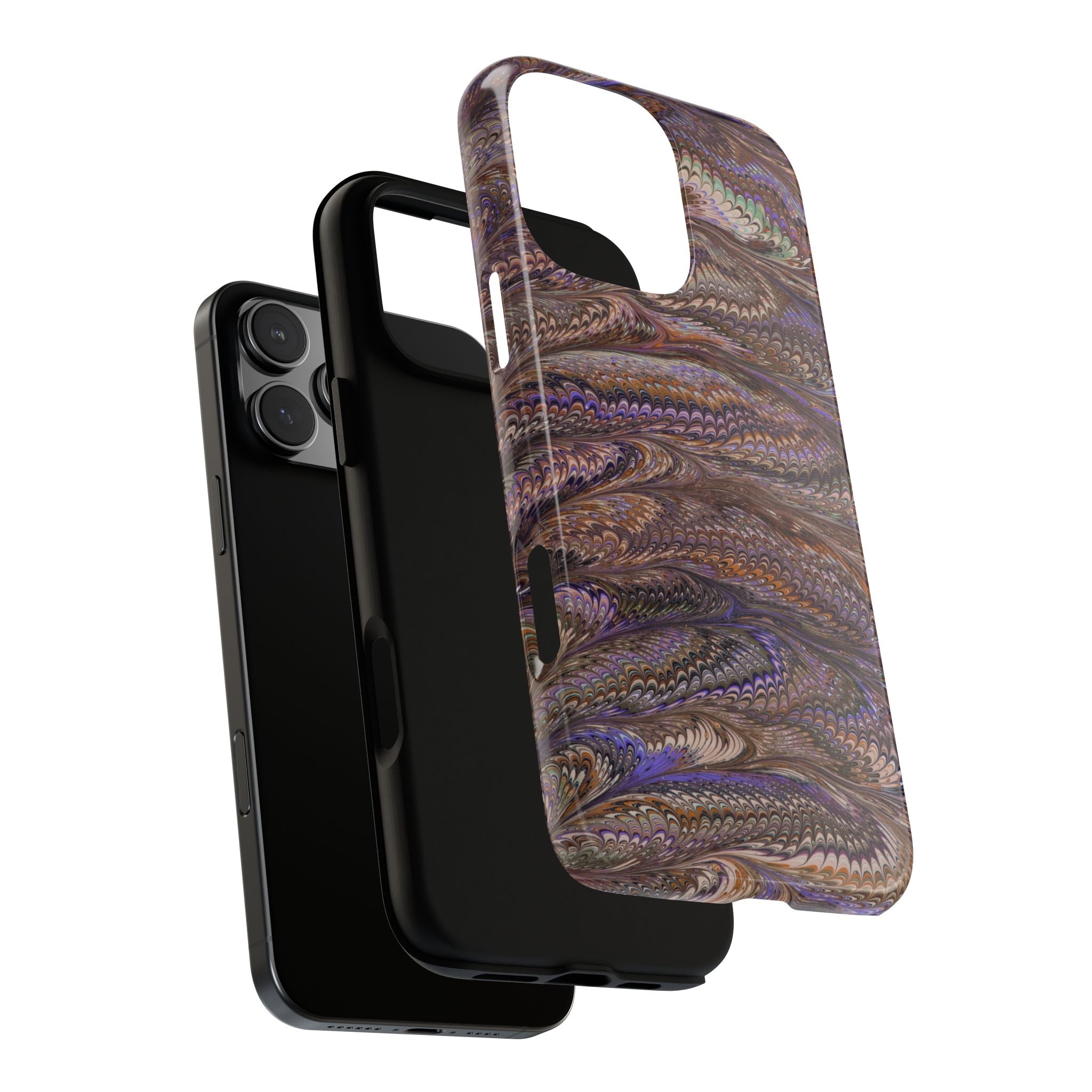 Lavender + Brown Italian Marble Design - Dual Layer Tough Phone Cases