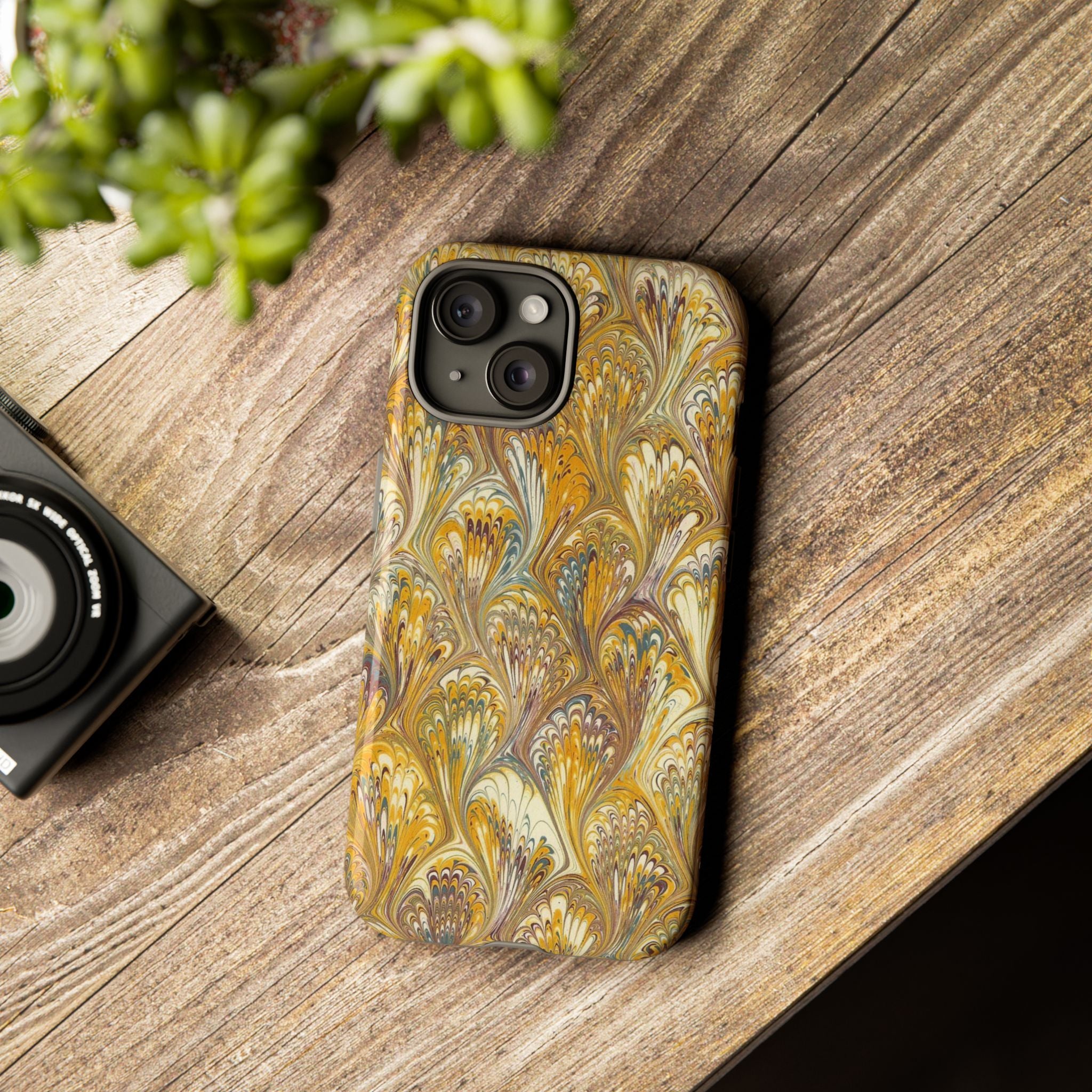 Golden Yellow Marbled Italian Phone Case - Dual Layer - Matte or Glossy