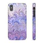 Marbled Feather Lavender + Purple Swirl - Single Layer Slim Phone Case