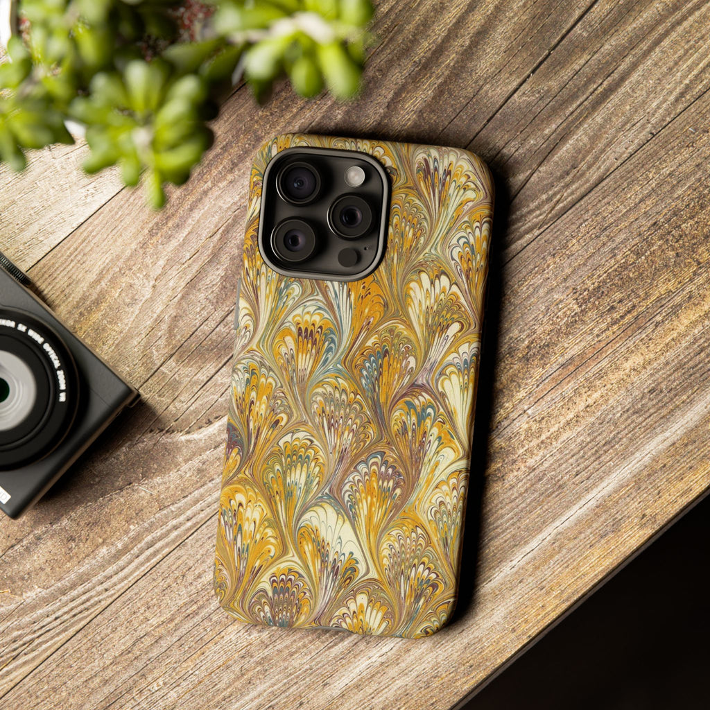 Golden Yellow Marbled Italian Phone Case - Dual Layer - Matte or Glossy