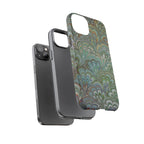 Green Marbled Peacock Durable Phone Case - Matte or Glossy