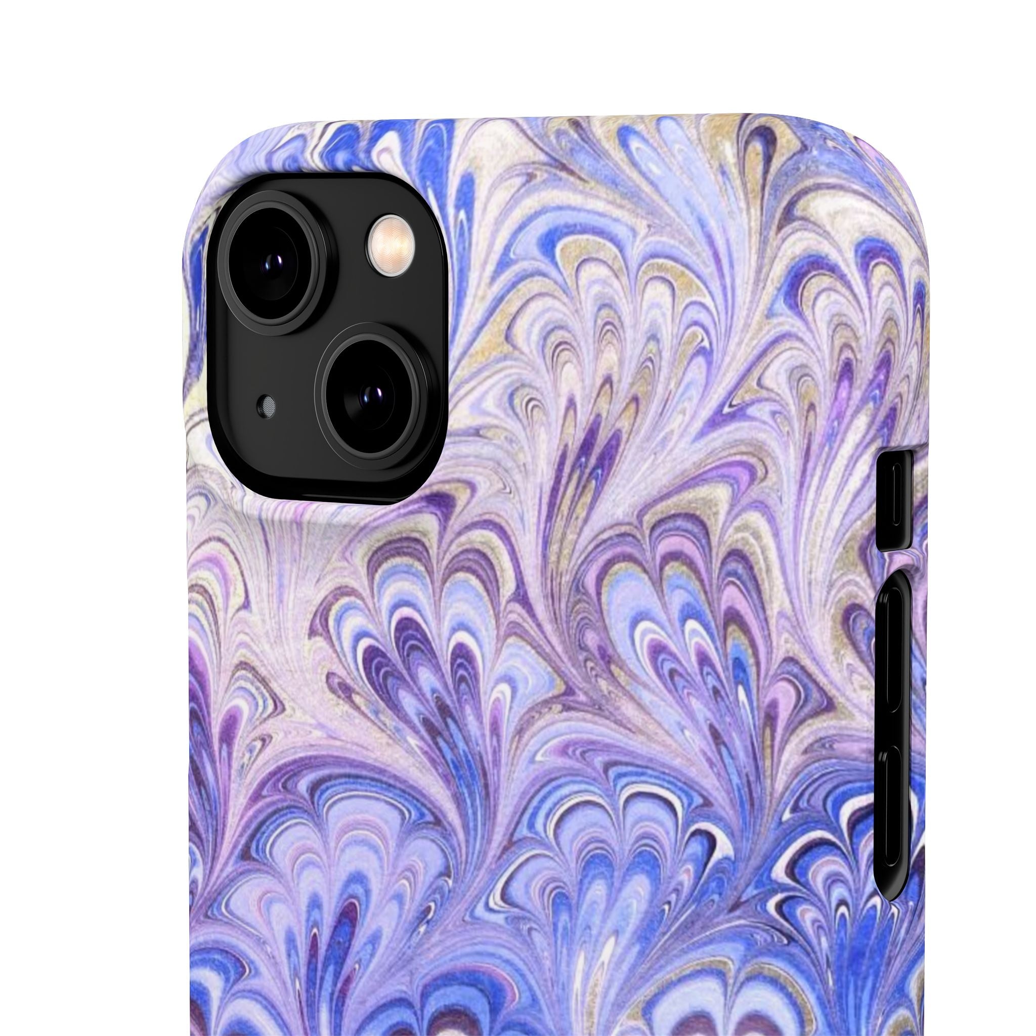 Marbled Feather Lavender + Purple Swirl - Single Layer Slim Phone Case