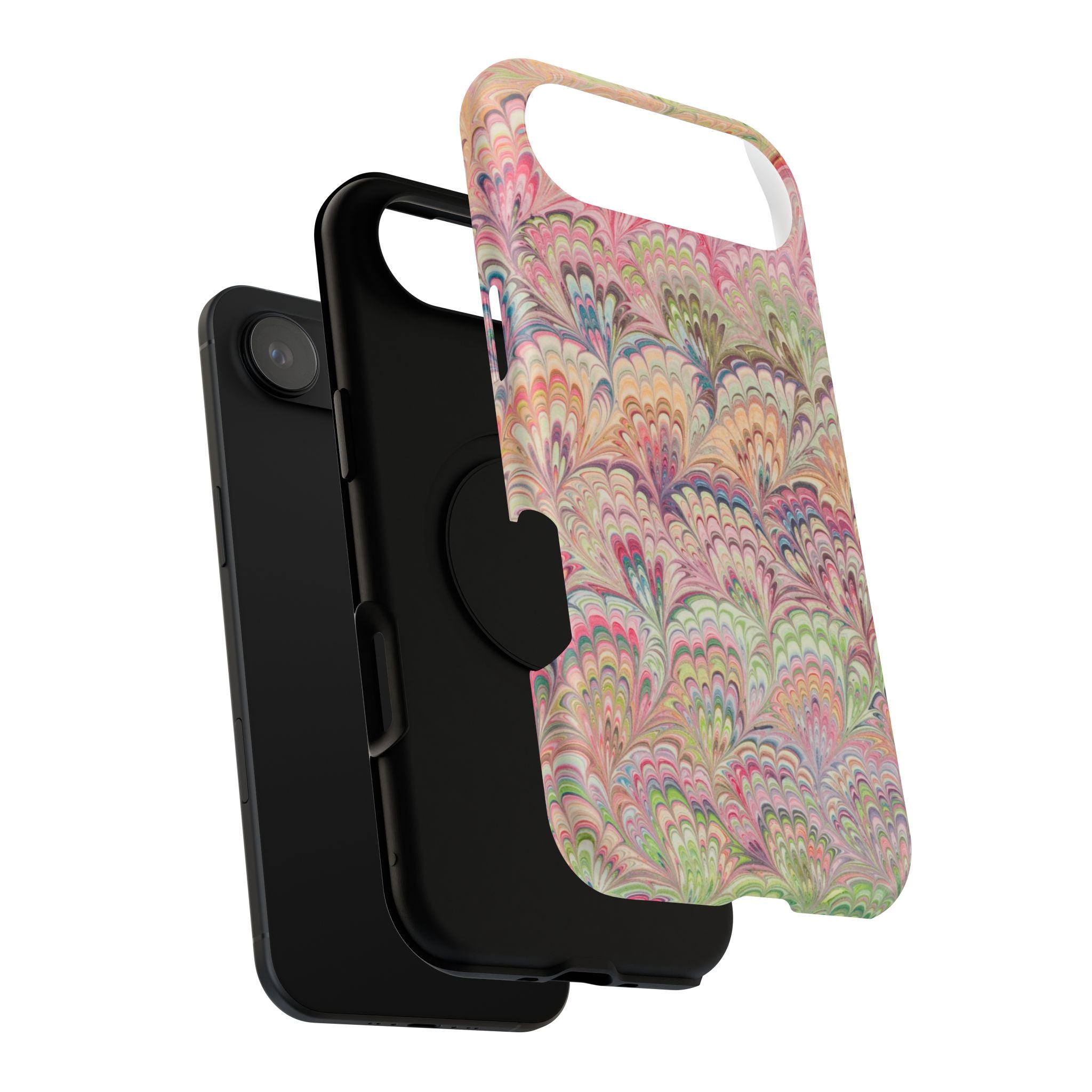 Marbled Pastel Pink and Green Impact-Resistant Phone Case for Apple + Samsung