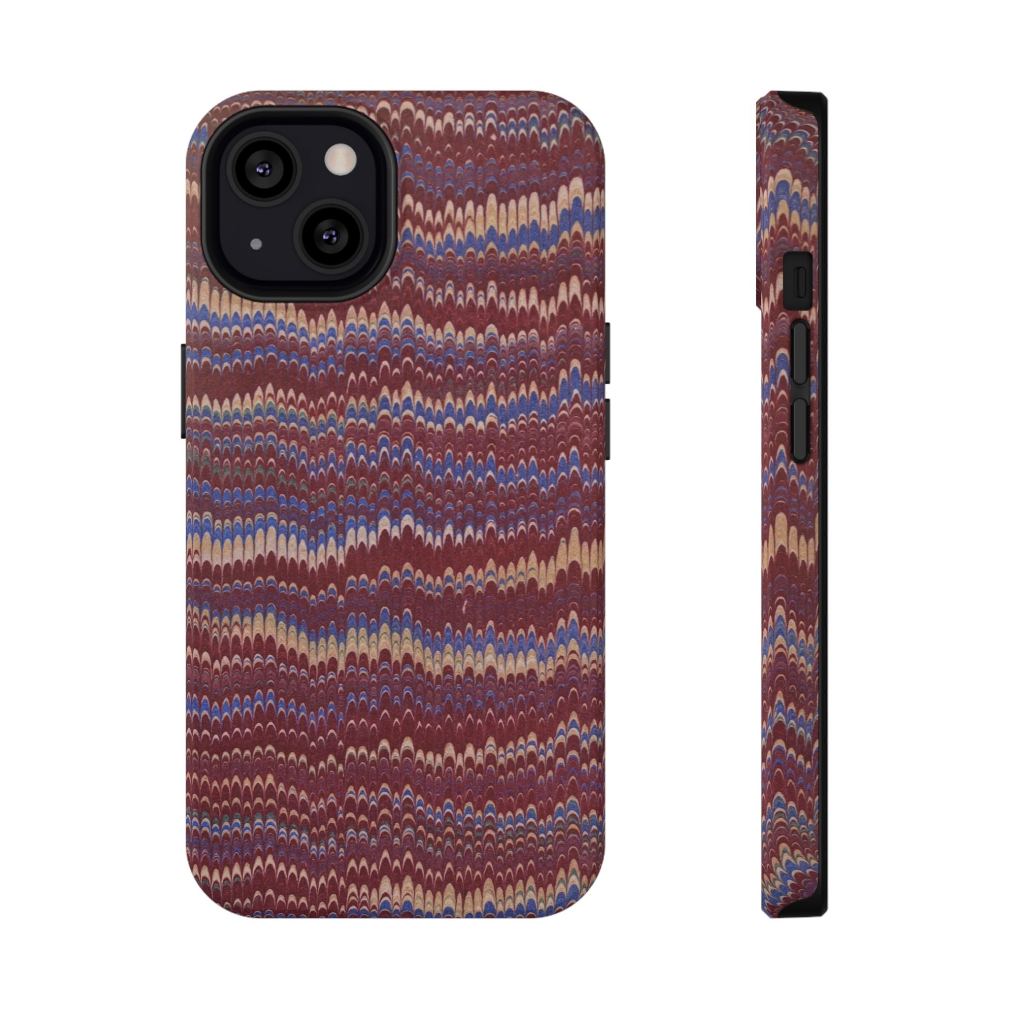 Burgundy and Blue Hues Italian Vintage Marble Design Phone Case for Apple + Samsung