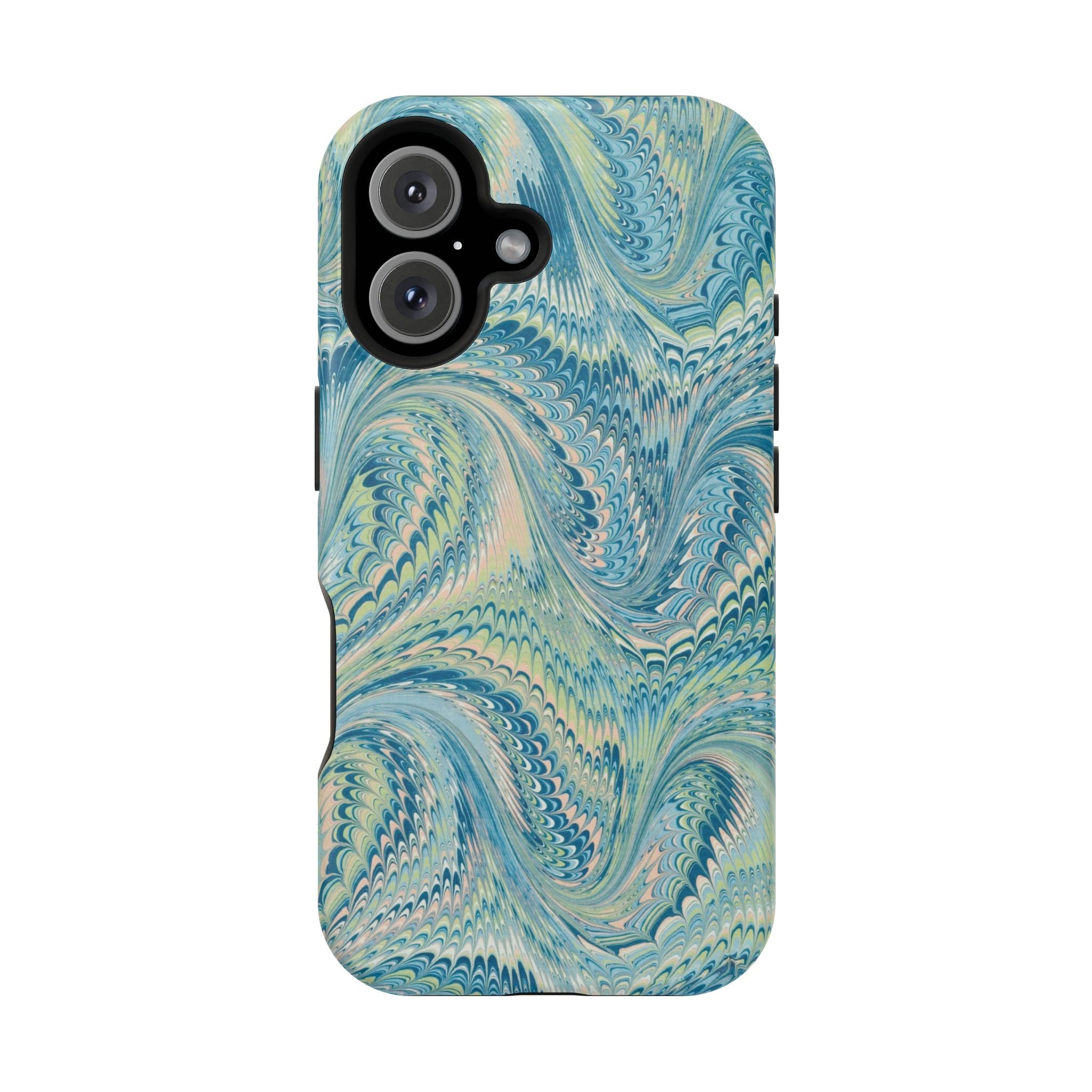 Aqua + Green Marble Phone Case - Impact-Resistant MAG SAFE - Dual Cover Design