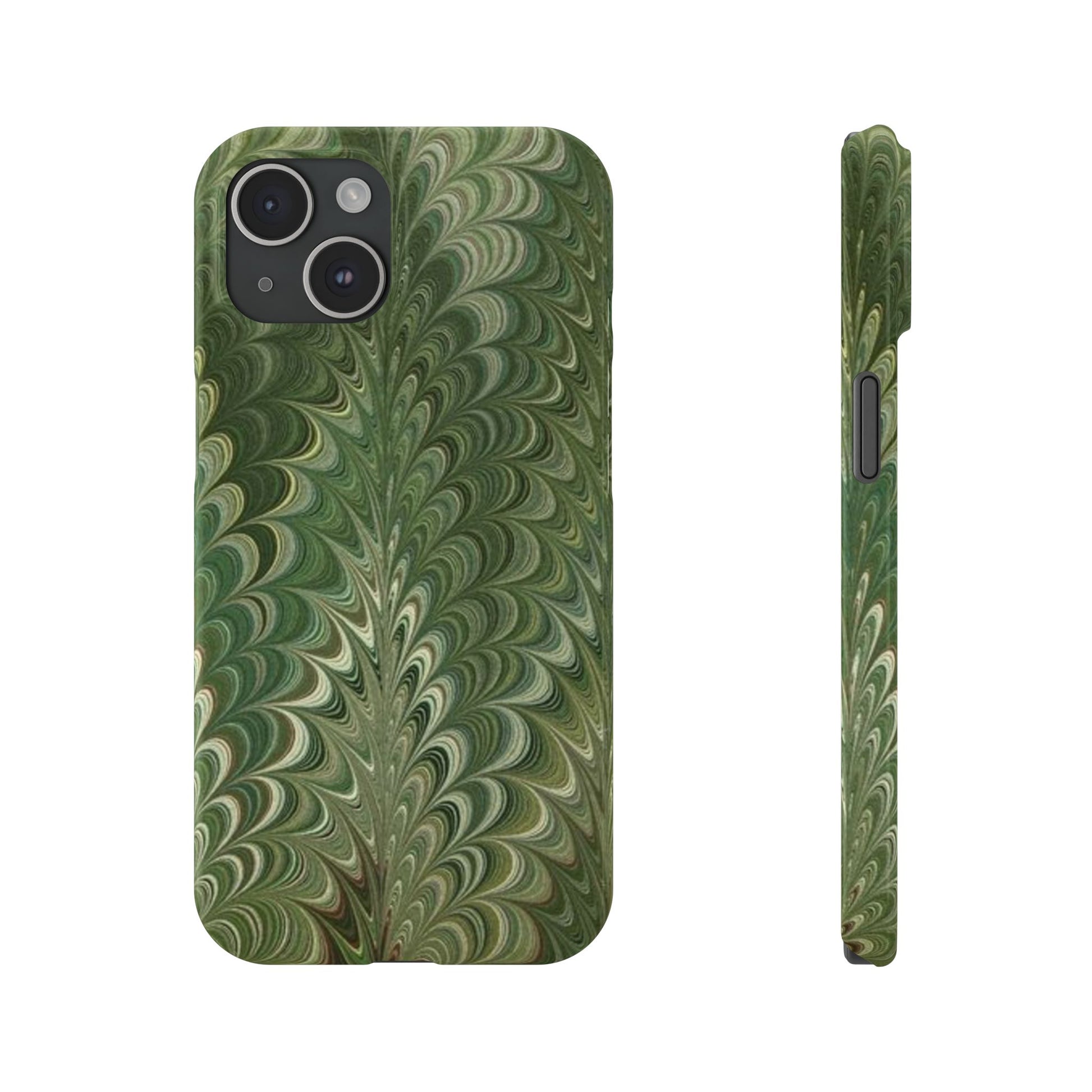Deep Green Hues of Italian Hand-Painted, Vintage Marbled Paper from Italy Designed Phone Case, iPhone16 Case and all iPhone Cases