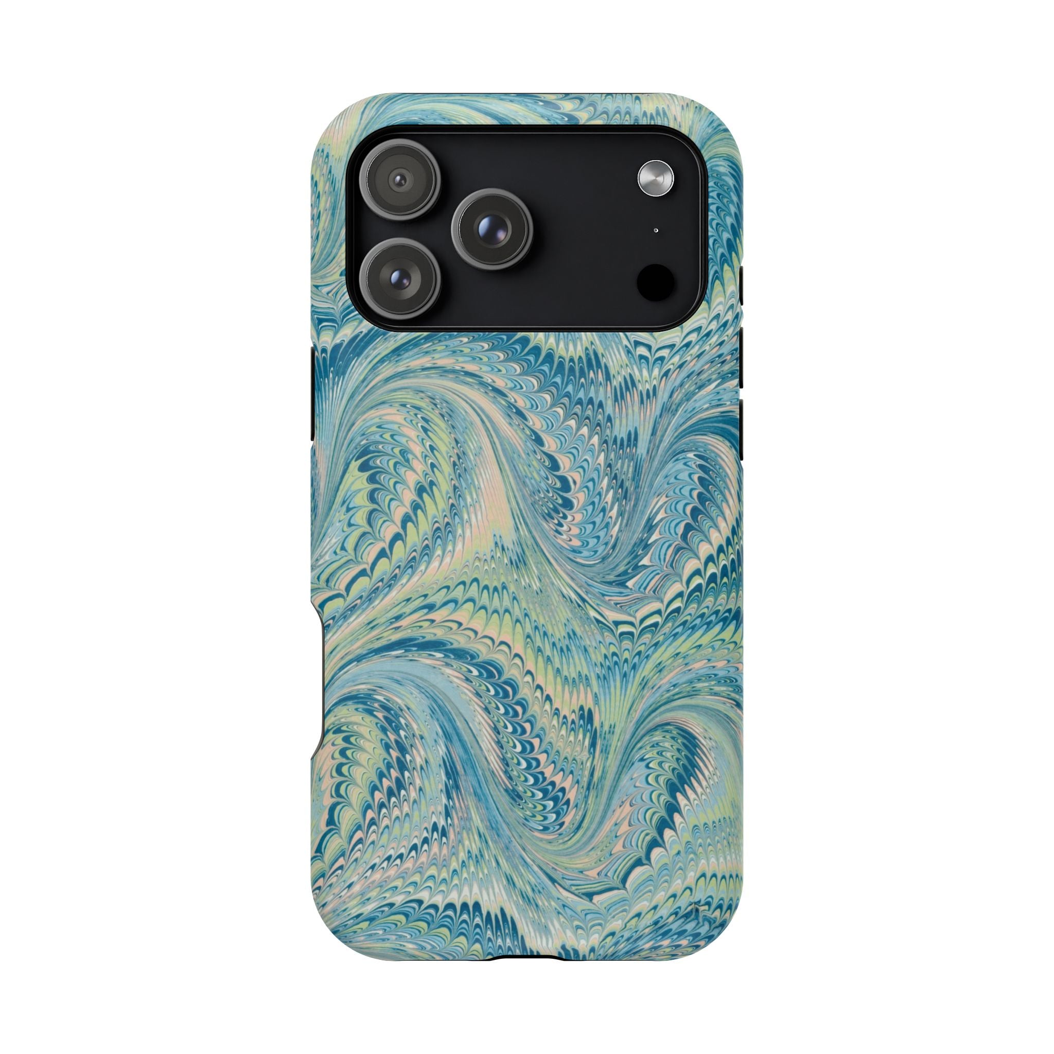 Aqua + Green Marble Phone Case - Impact-Resistant MAG SAFE - Dual Cover Design