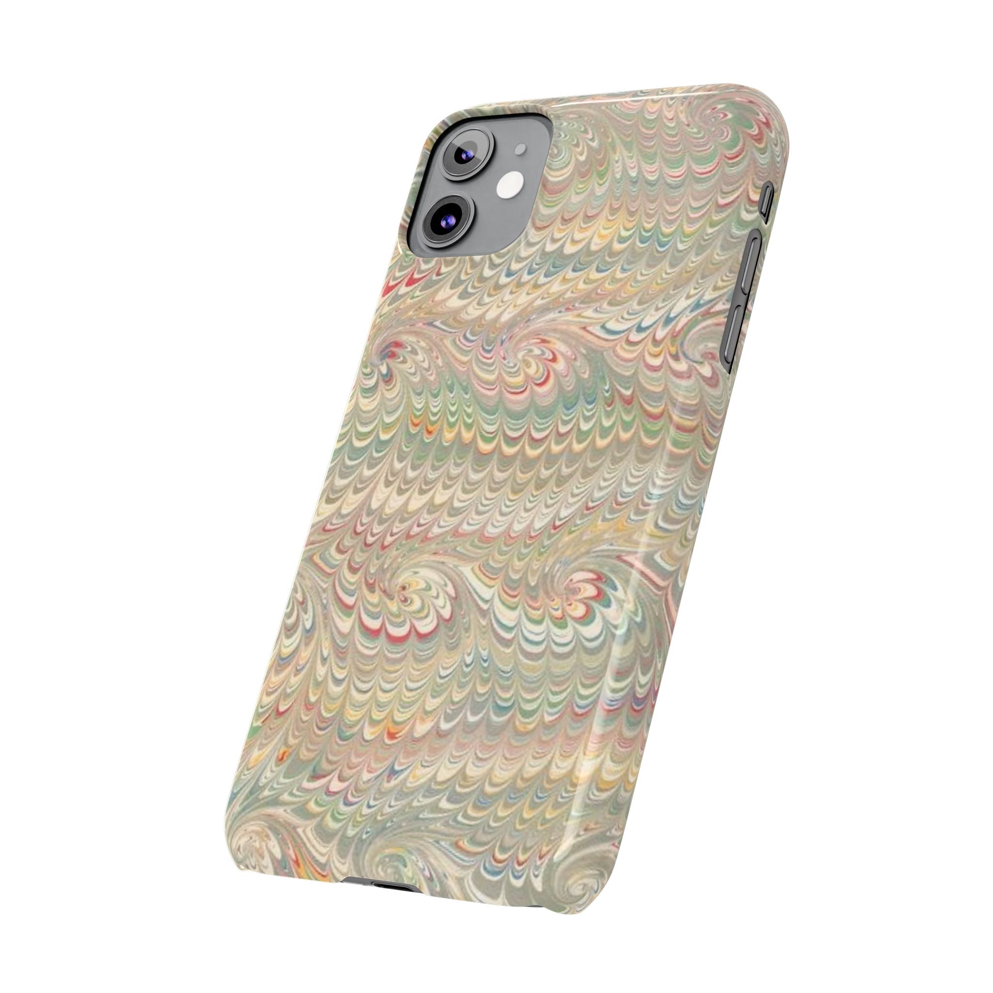 Beige Swirl Marbled Feather Phone Case