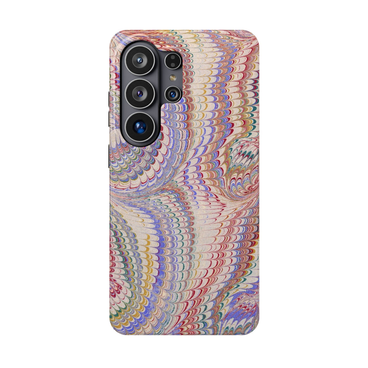 Pink and Lavender Pastel Italian Vintage Feathered Design Dual Layer Durable Phone Case