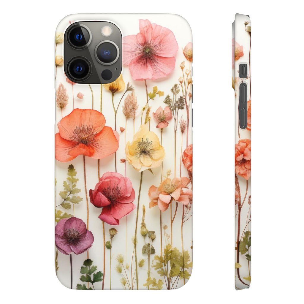 Pink Floral Pressed Flowers - Slim Case