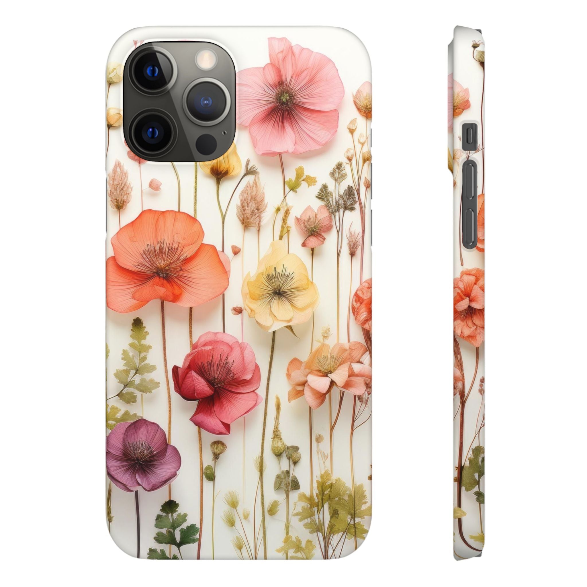 Pink Floral Pressed Flowers - Slim Case