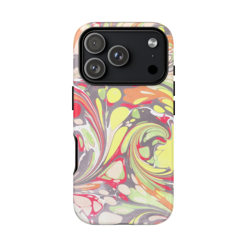 Yellow and Pink Swirl Marbled Italian Phone Case - Dual Layer - Matte or Glossy