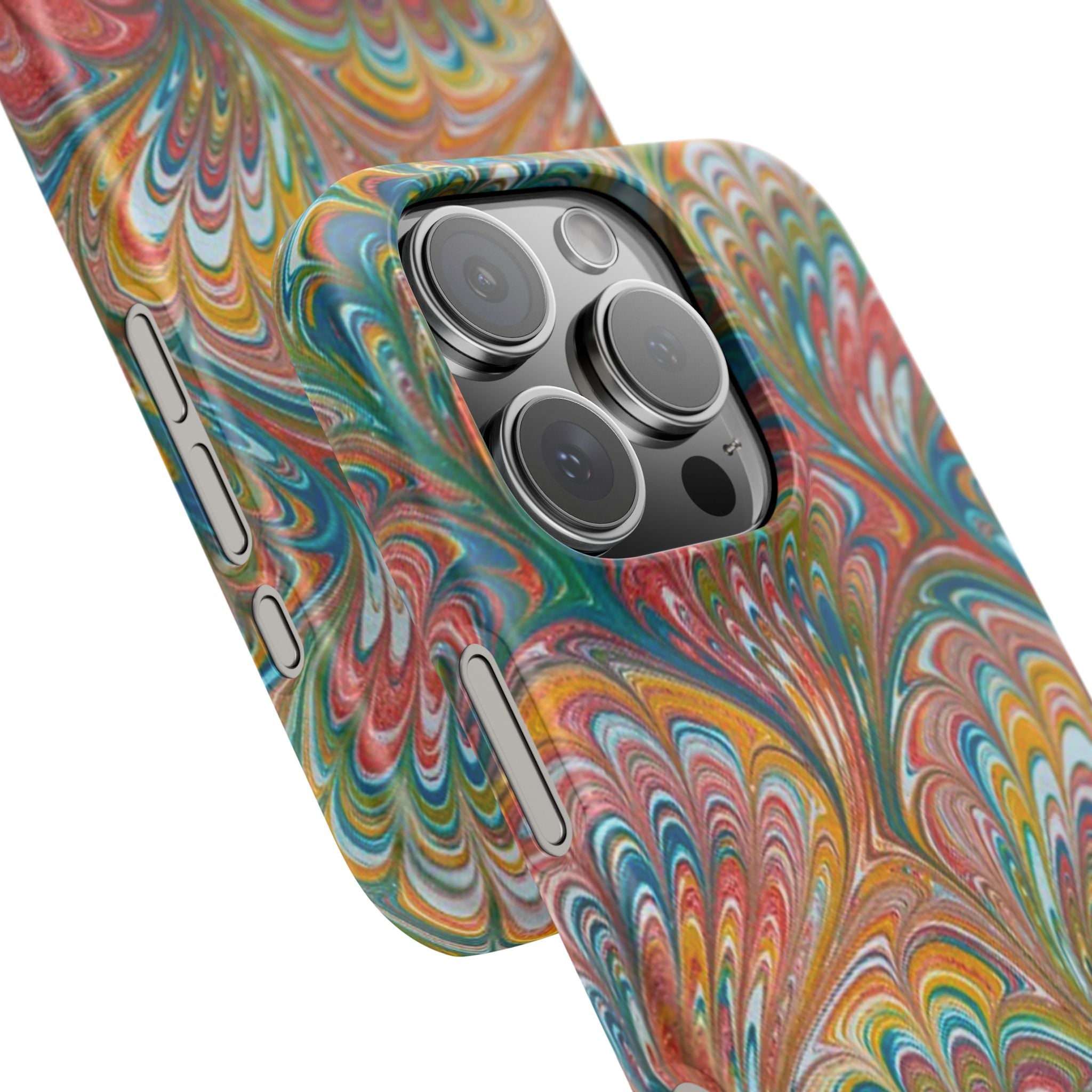 Red, Blue, Green Marbled Swirl Phone Case - Single Layer Slim Case