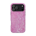Light Pink + White Florentine Vintage Hand-Marbled Paper Feather Design - Dual Protective Phone Case Design