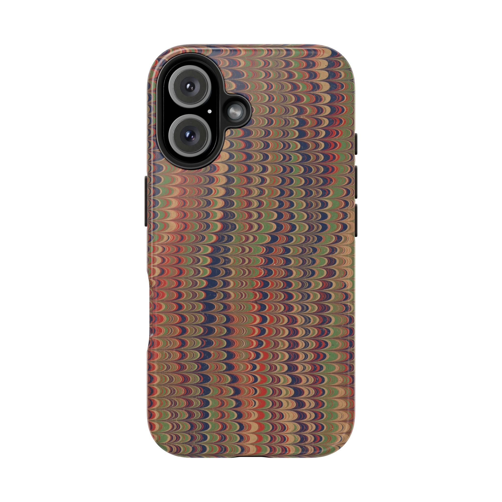 Fall Green, Beige, Blue Italian Comb Design Dual Layer Phone Case