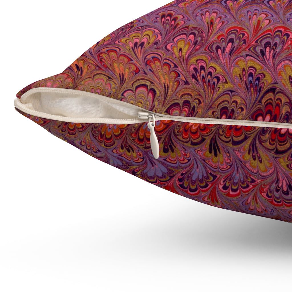 ITALIAN MARBLE Red and Gold Square Pillow includes Pillow, Hidden Zipper