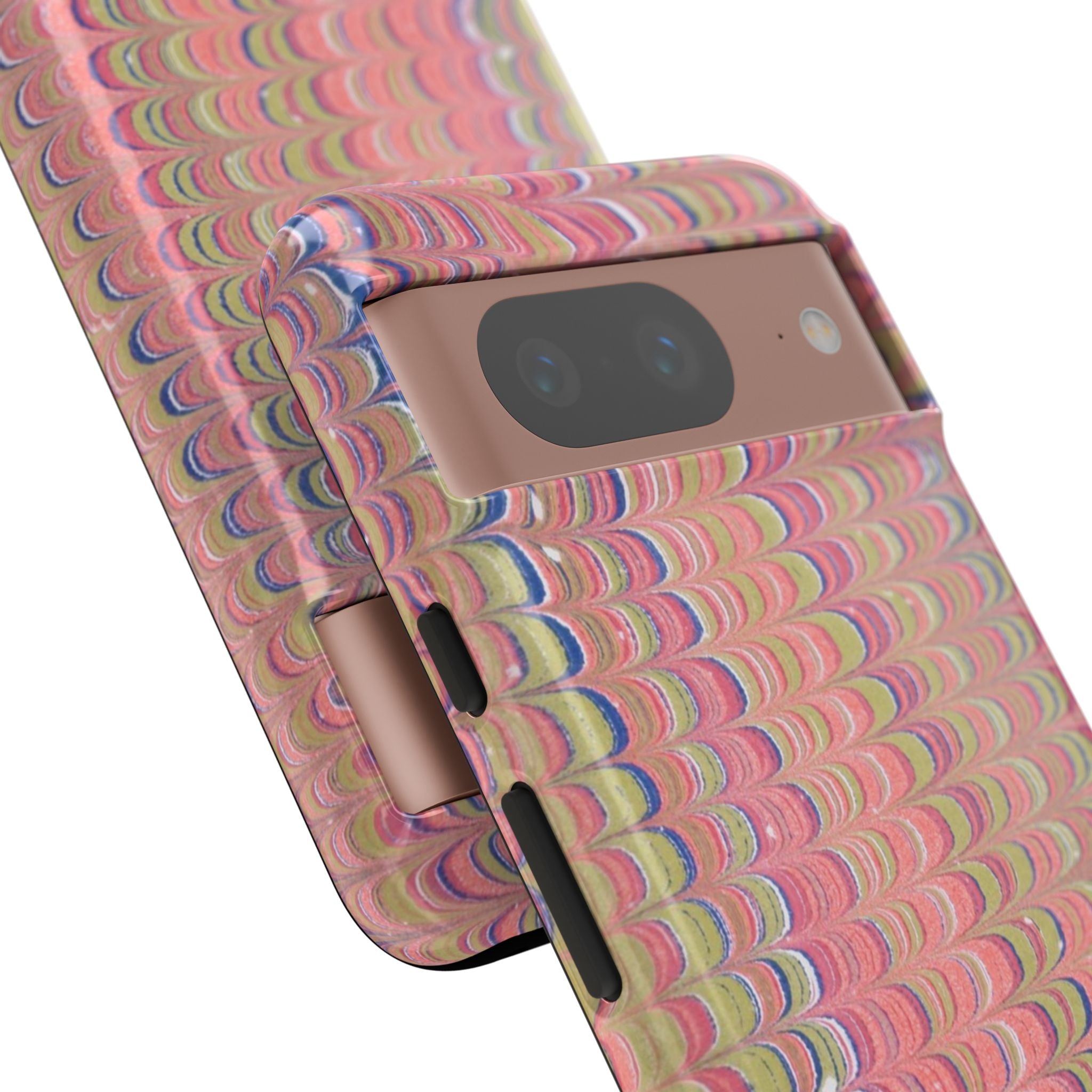 Pink Pastels Feather Marbled Vintage Design iPhone 16 + Samsung + Apple + Google - all models