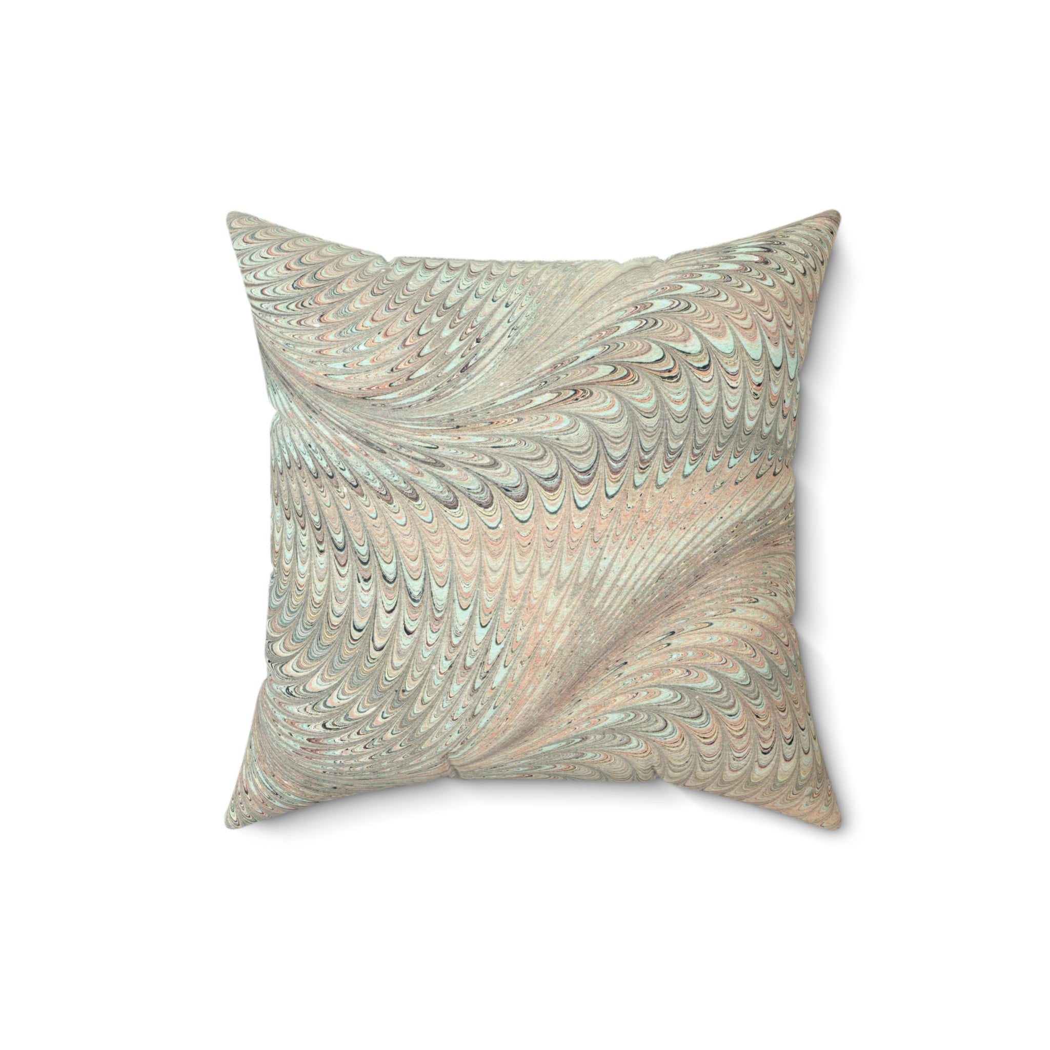 ITALIAN MARBLE Mint Green and Beige Square Pillow includes Pillow, Hidden Zipper