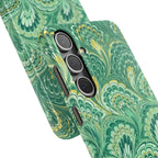 Marbled Feather Green Swirl - Single Layer Slim Phone Case
