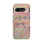 Pastel Pink + Green Feather Marbled Phone Case - Dual Layer Phone Cover