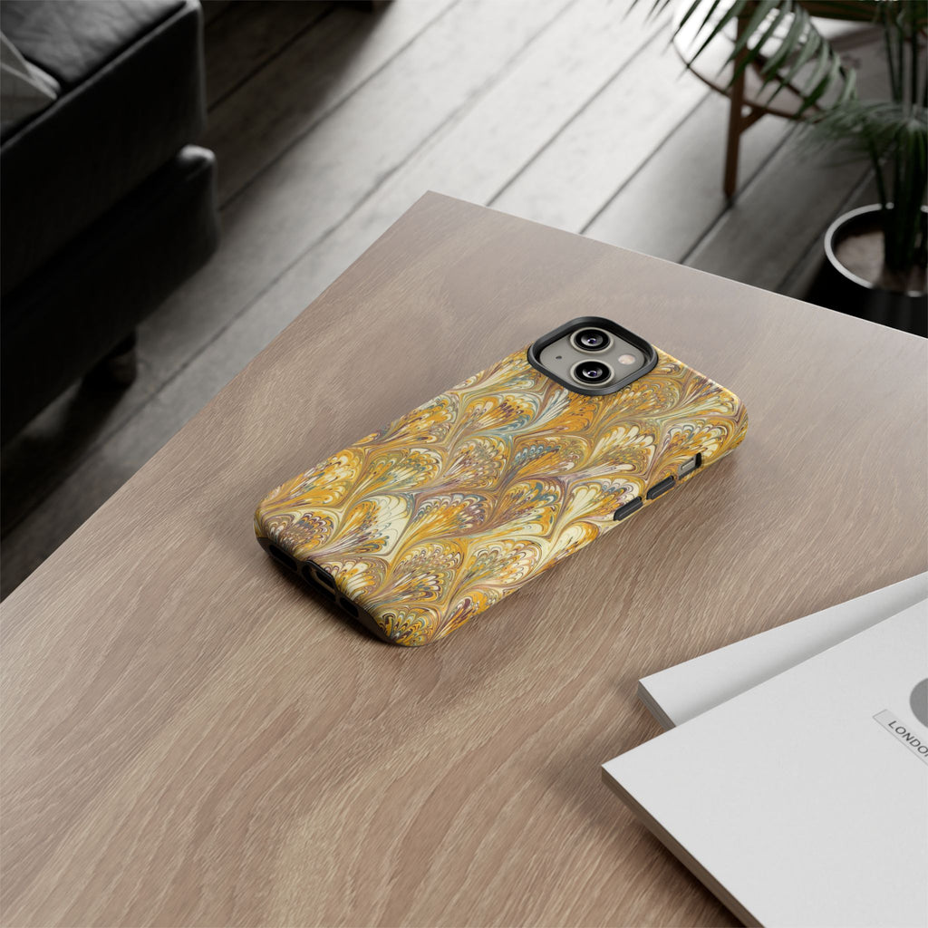 Golden Yellow Marbled Italian Phone Case - Dual Layer - Matte or Glossy