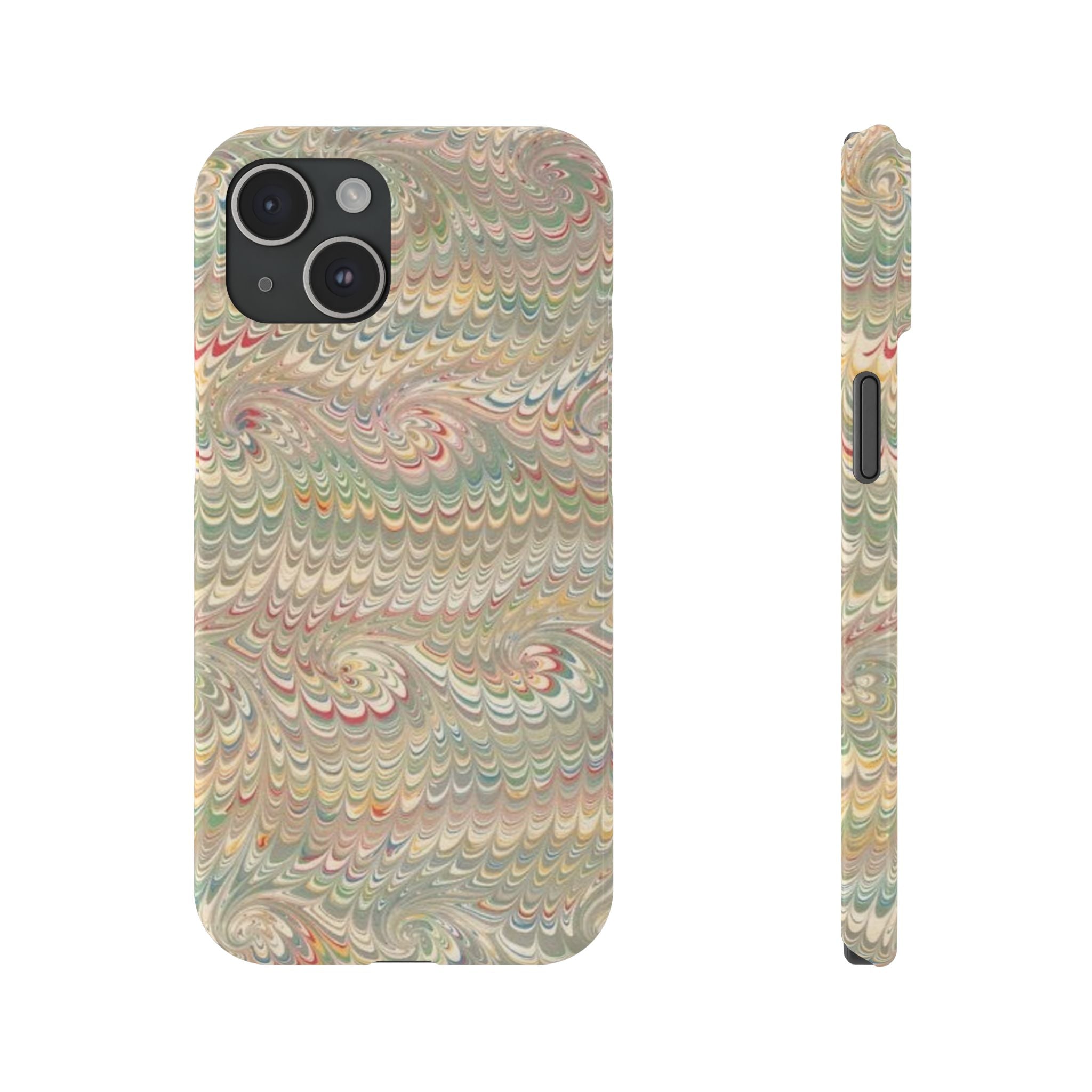 Beige Swirl Marbled Feather Phone Case