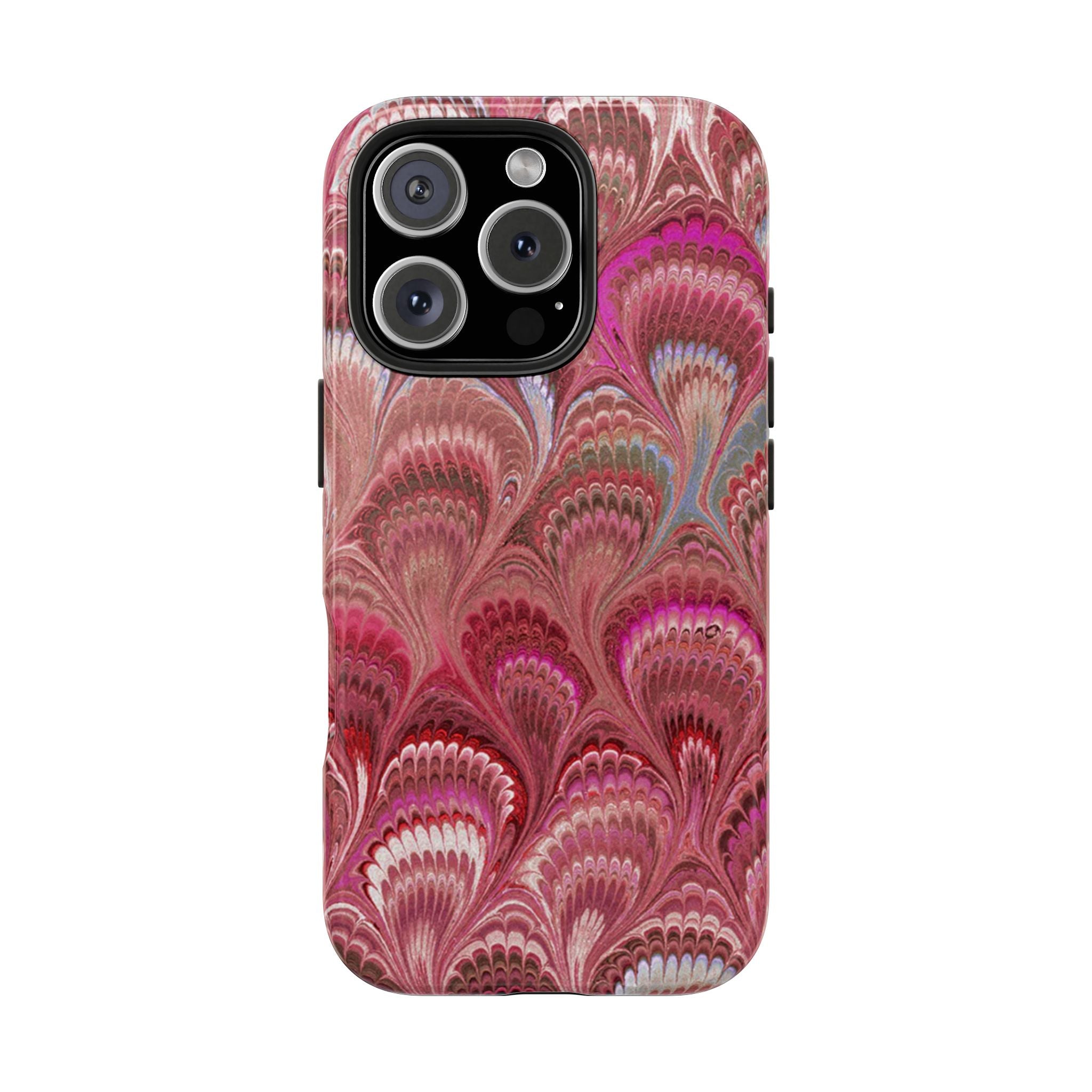 Pink Peacock Marble Italian Tough Phone Case — Durable Marbled Phone Case