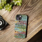 Phone Case with Design from Italy - Marbled "Peacock" Design, Green, Blue, Multi-Color Slim Phone Cases