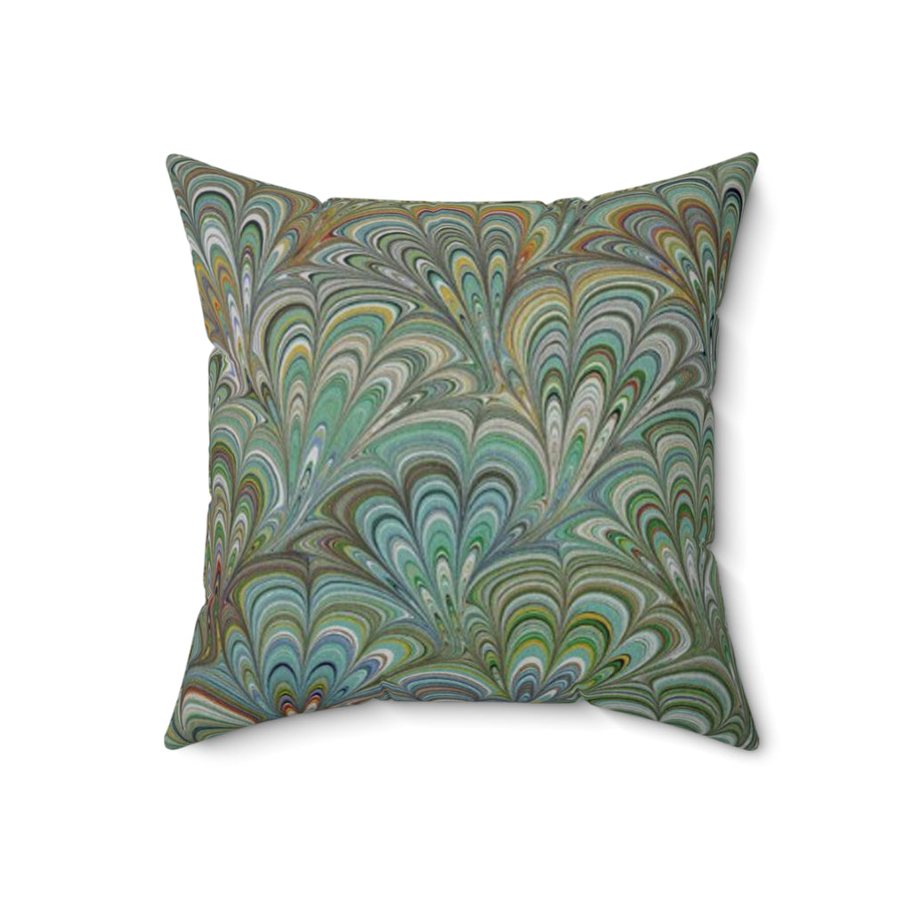 Green Peacock Square Throw Pillow includes Pillow, Hidden Zipper