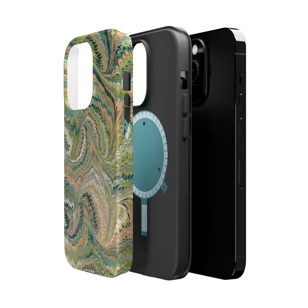 Green Pastel Italian Marble Design Magnetic MAG SAFE High Impact iPhone Cases