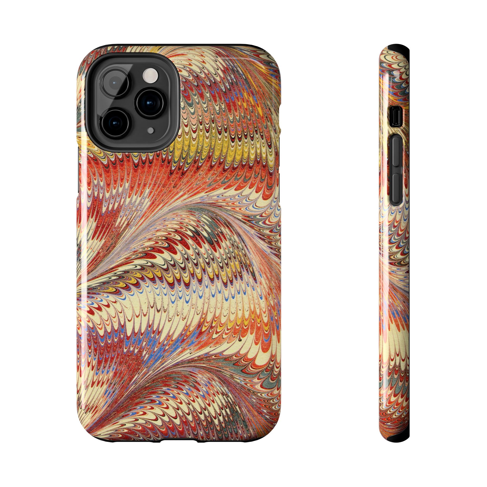 Marbled Swirl Tough Phone Case - Red Rust Orange Fall Colors, Heavy Duty Case. Alternative: Protective Phone Cover, Durable Smartphone Case,