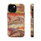 Rust + Gold Italian Marbled Design Magnetic MAG SAFE - Dual Layer Case - Glossy or Matte