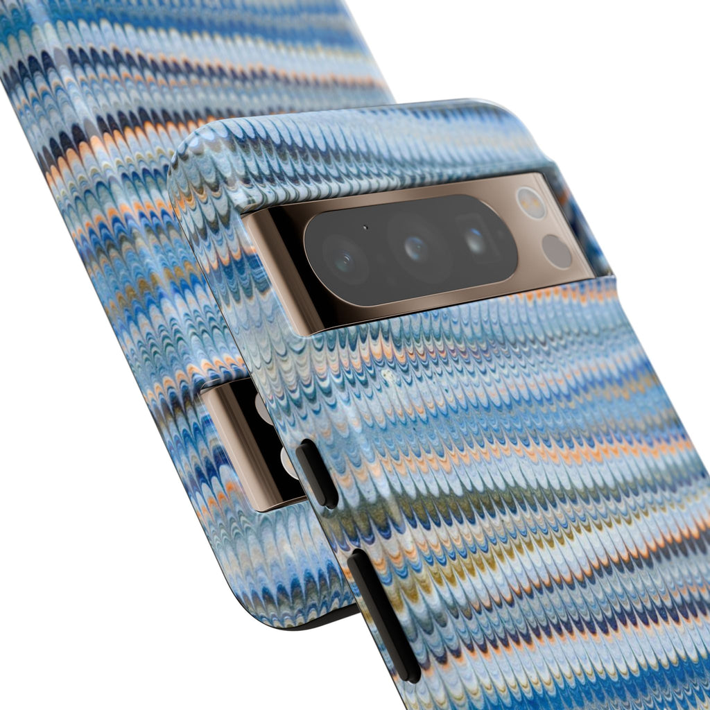 Blue Marbled Phone Cases iPhone 16 + Samsung + Apple + Google - all models, Vintage Marbled Design - Tough Cases