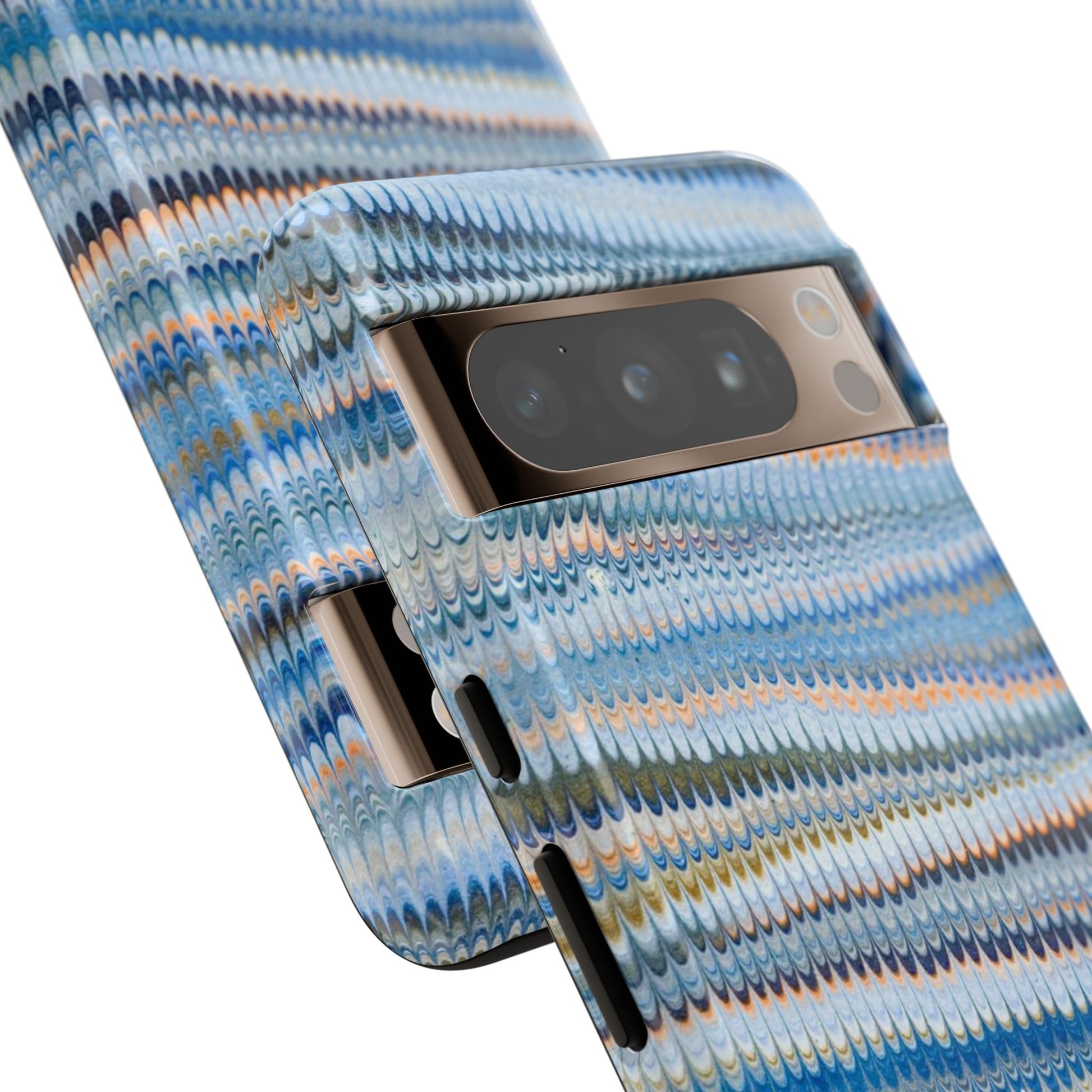 Blue Marbled Phone Cases iPhone 16 + Samsung + Apple + Google - all models, Vintage Marbled Design - Tough Cases