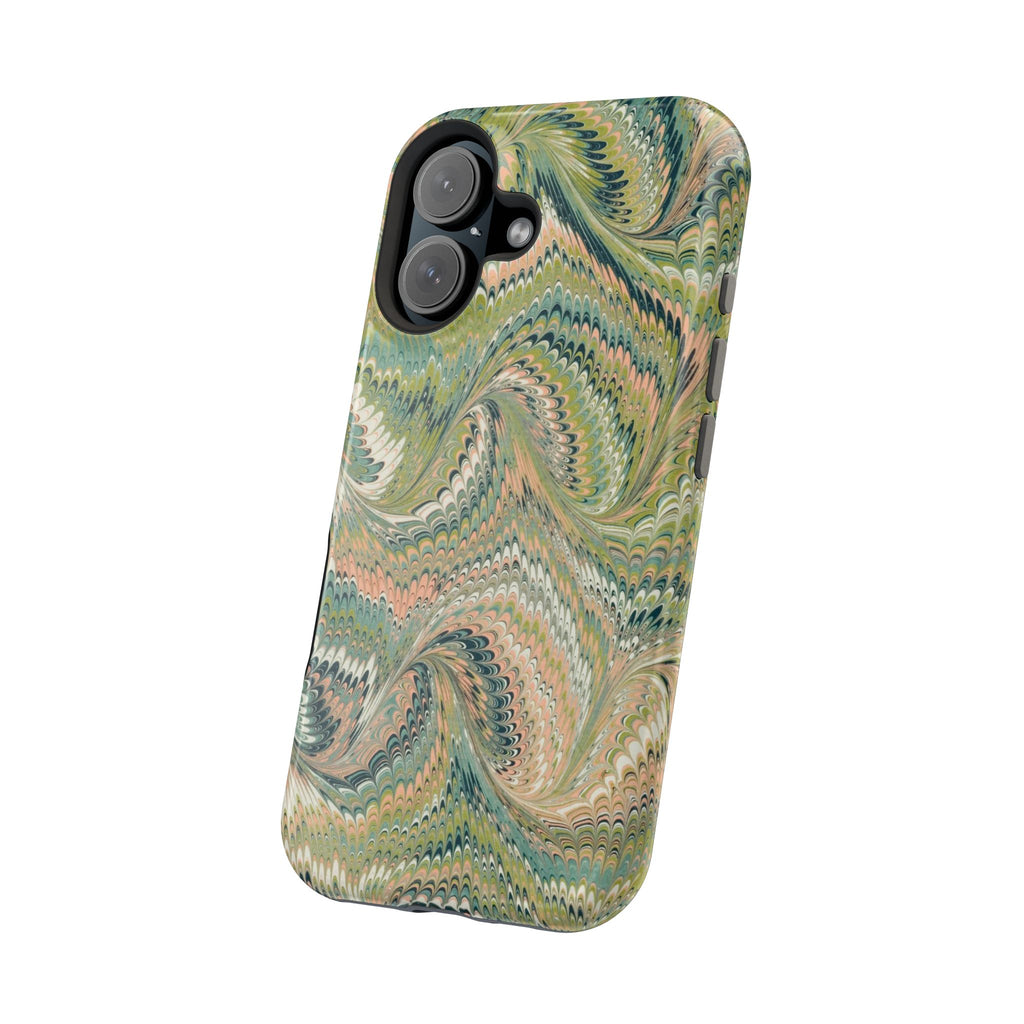 Green Pastel Italian Marble Design Magnetic MAG SAFE High Impact iPhone Cases