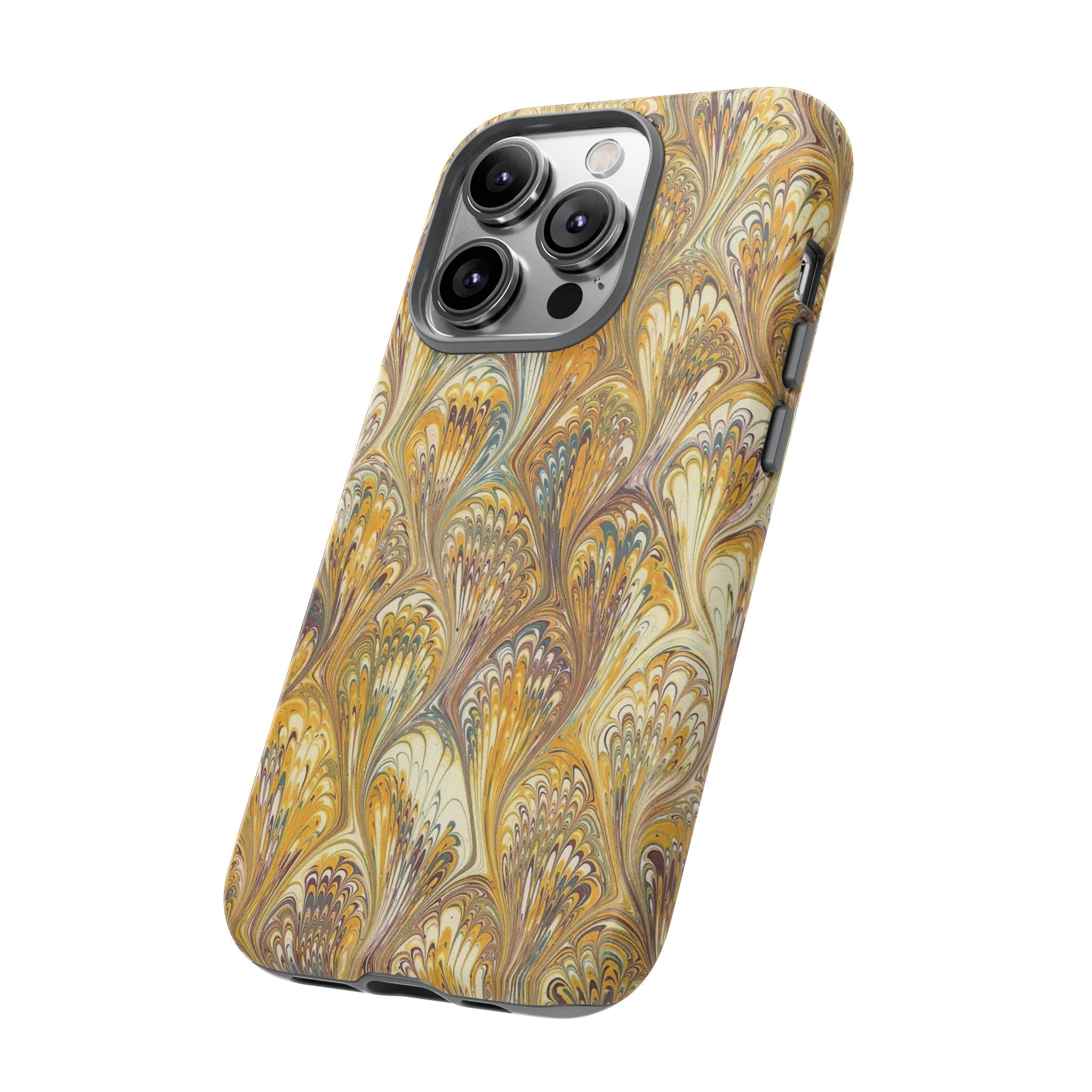 Golden Yellow Marbled Italian Phone Case - Dual Layer - Matte or Glossy