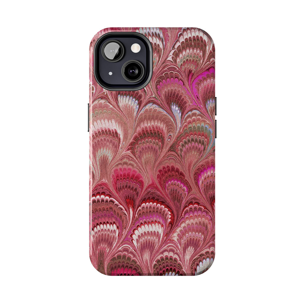 Pink Peacock Marble Italian Tough Phone Case — Durable Marbled Phone Case