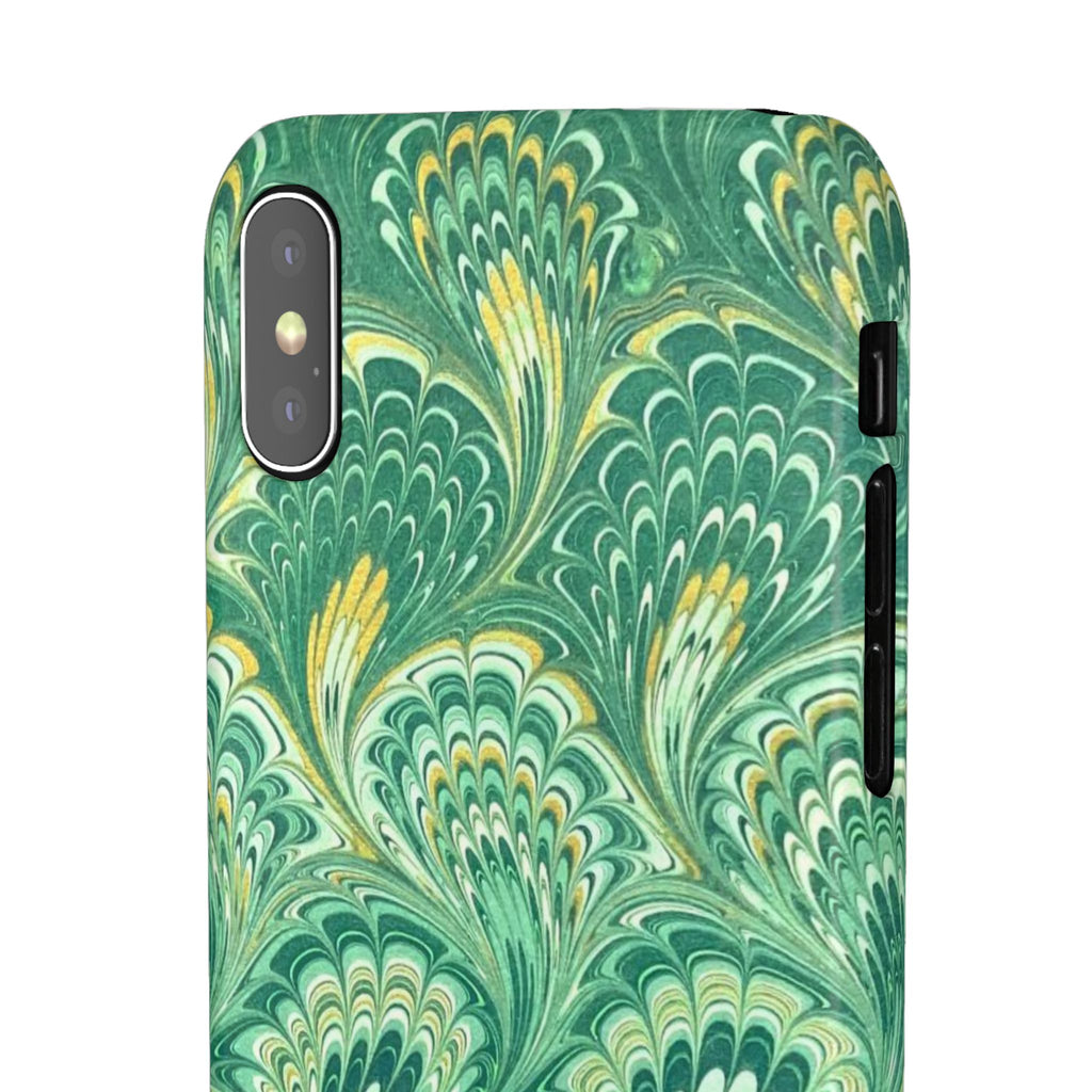 Marbled Feather Green Swirl - Single Layer Slim Phone Case