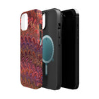 Mag Safe Marble iPhone Case - Red, Burgundy, Lavender & Gold Impact-Resistant