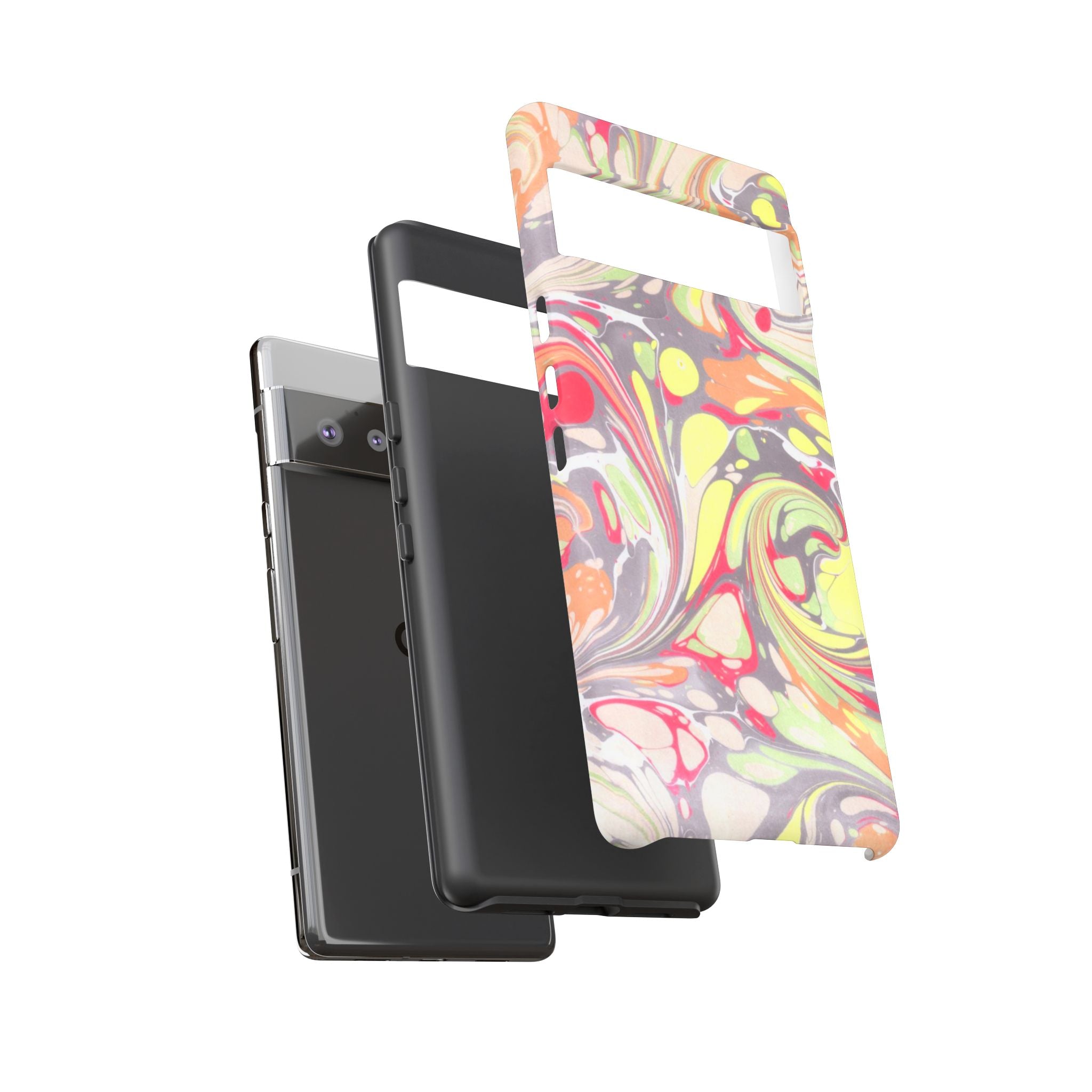 Yellow and Pink Swirl Marbled Italian Phone Case - Dual Layer - Matte or Glossy