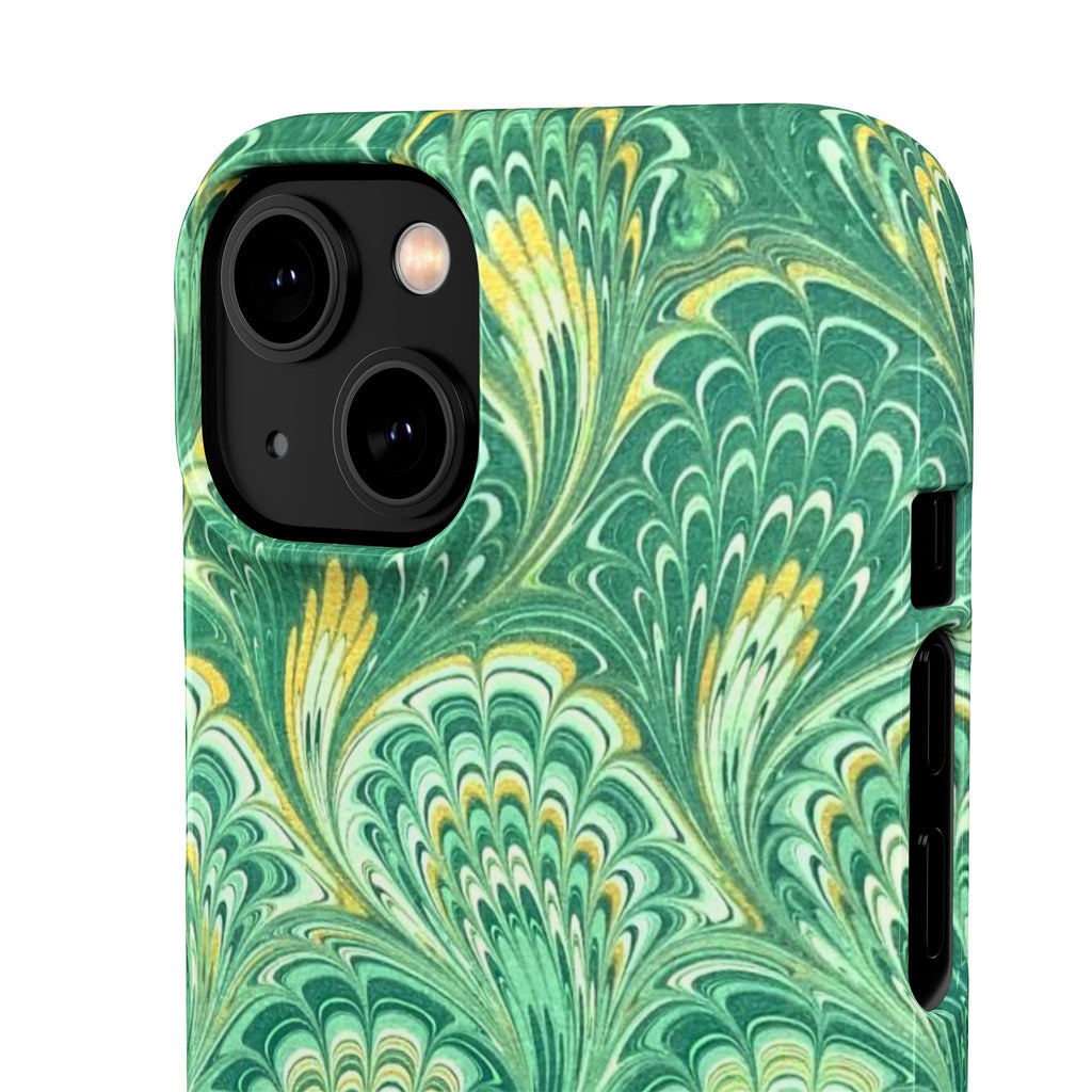 Marbled Feather Green Swirl - Single Layer Slim Phone Case