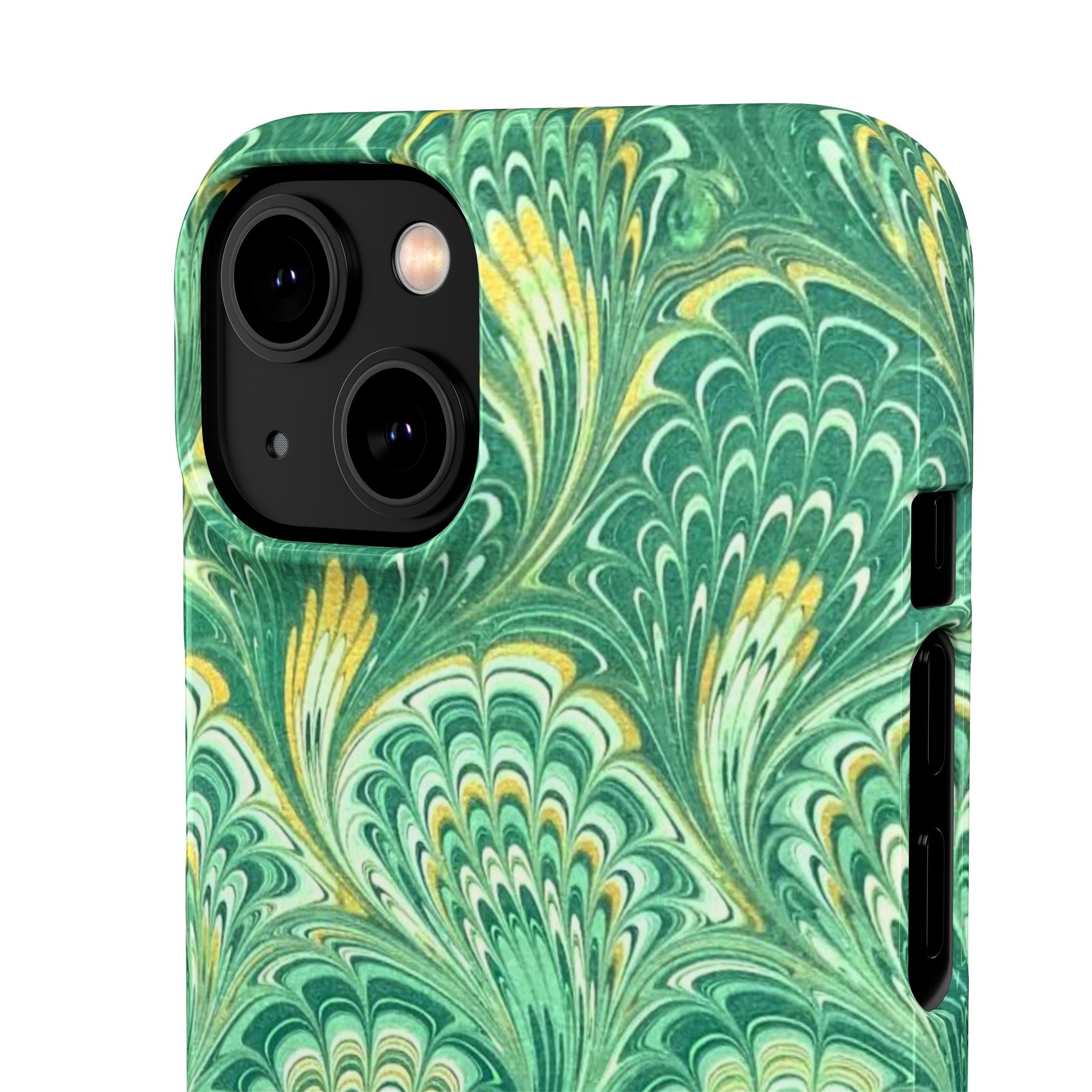 Marbled Feather Green Swirl - Single Layer Slim Phone Case
