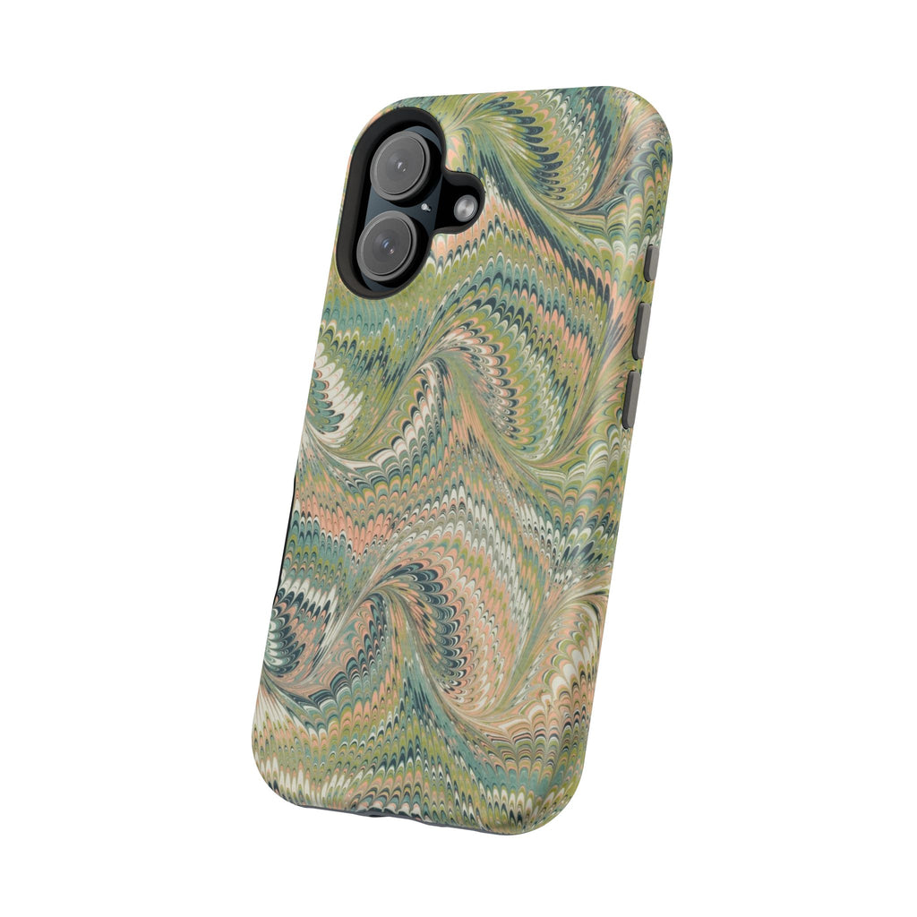 Green Pastel Italian Marble Design Magnetic MAG SAFE High Impact iPhone Cases