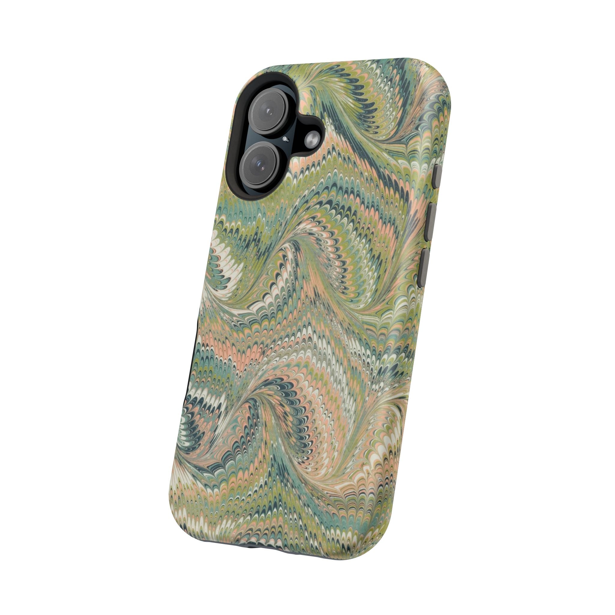 Green Pastel Italian Marble Design Magnetic MAG SAFE High Impact iPhone Cases