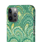 Marbled Feather Green Swirl - Single Layer Slim Phone Case