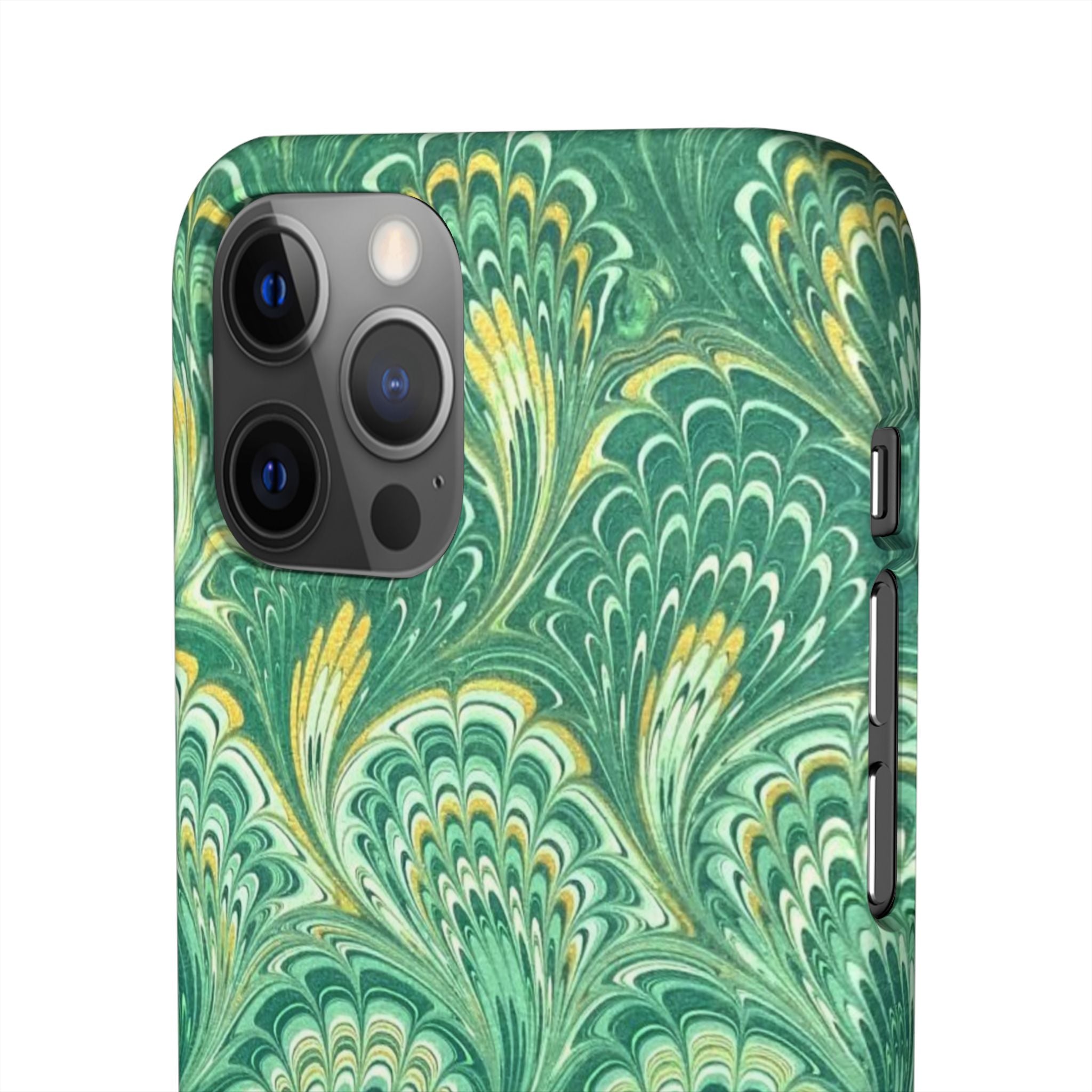 Marbled Feather Green Swirl - Single Layer Slim Phone Case