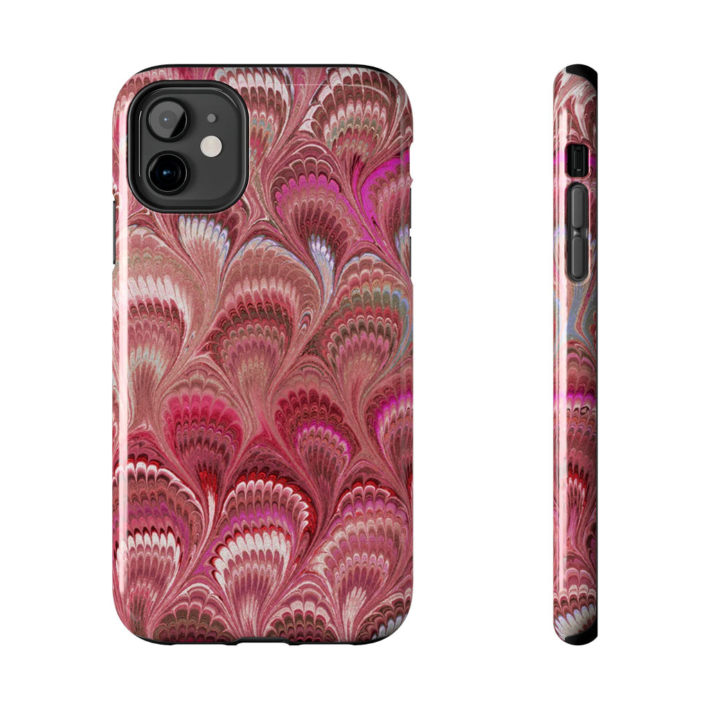 Pink Peacock Marble Italian Tough Phone Case — Durable Marbled Phone Case