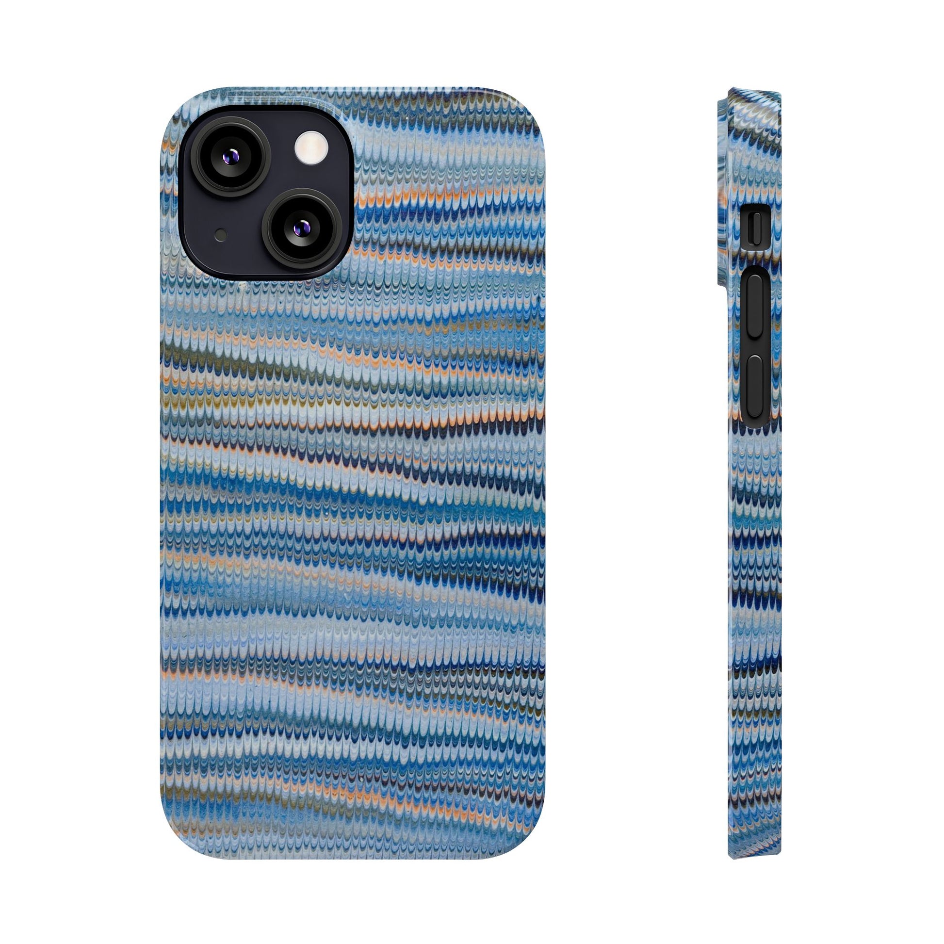 Blue Italian Hand-Painted and Vintage Marbled Inspired Paper Design, Italy Feather Phone Case, iPhone15 Case and all iPhone Case Sizes